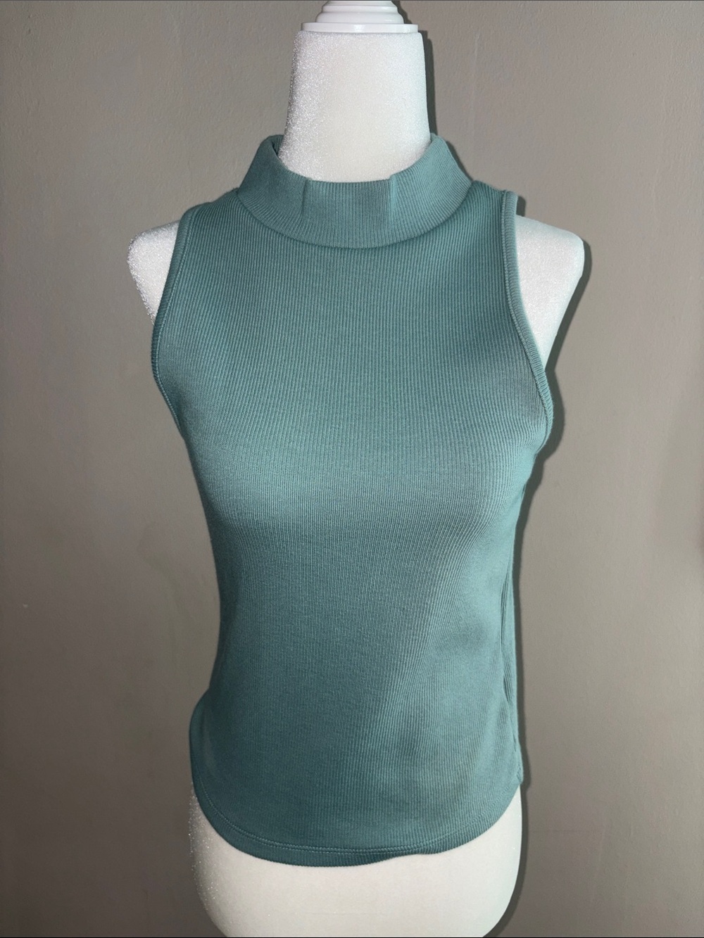 A New Day - Sleeveless Mock Neck Tank Top - Blue